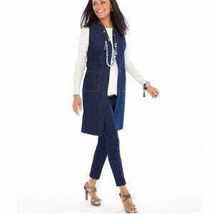 Chico’s Refined Denim Vest Jacket Size 2 | Large Statement Piece
